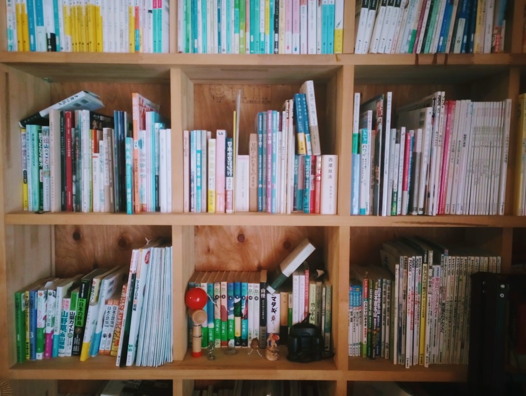 suspenseful library shelves