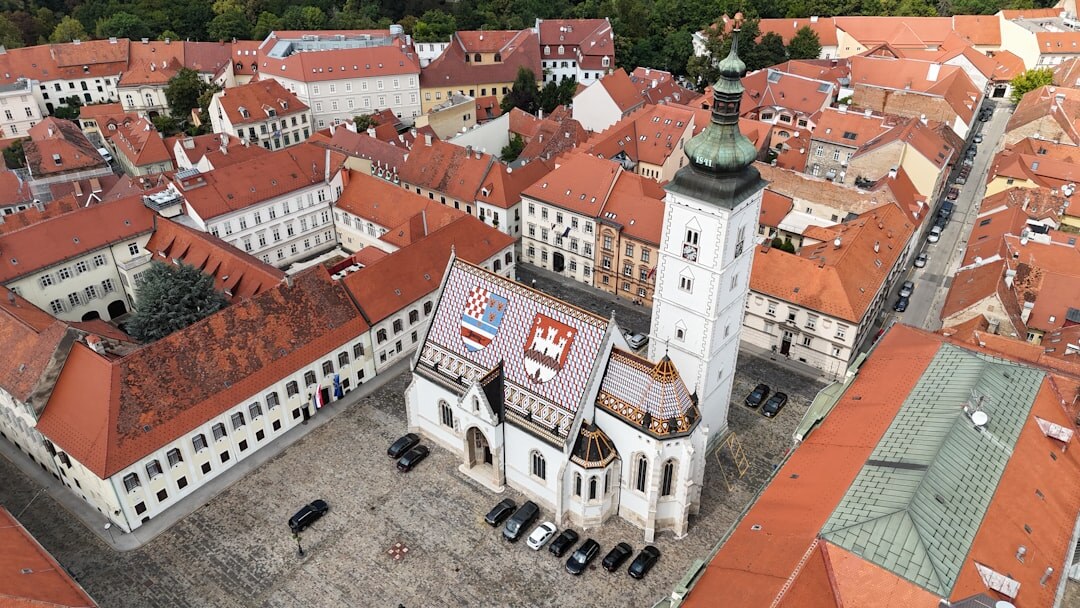 Aerial view of Zagreb's red-tiled rooftops